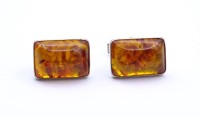 Los 5048 <br>Paar Bernstein Manschettenkn&ouml;pfe, Fischland Schmuck, bez. pb., Silber 0.835, zus. 12,6g.