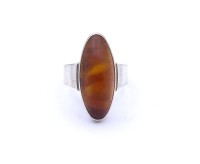 Los 5053 <br>Bernstein Silber Ring, Fischland Schmuck, bez. pb., Silber 0.835, 5,8g., RG 59