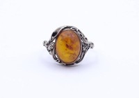 Los 5054 <br>Bernstein Silber Ring 0.925, 3,0g., RG 59