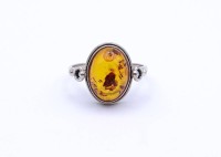 Los 5055 <br>Bernstein Silber Ring 0.925, 3,30g., RG 60