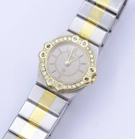 Los 6022 <br>Chopard Damen Armbanduhr, Mod. St. Moritz, Stahl/ Gelbgold, Lünette mit 24 Diamanten, Quartzwerk, läuft, Gehäuse 19mm