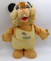 Los 7015 <br>Stofftier Commerzbank "Goldie" von Steiff, H. 34 cm, mit Altersspuren