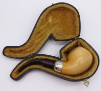 Los 10051 <br>Meerschaumpfeife in Etui, Alters- und Gebrauchsspuren