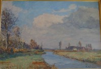 Auktion  / Los 12004 <br>Paul Ernst WILKE (1894-1972) "Vorfrühling in Worpswede" Öl/Malfaser, gerahmt, verso betitelt, RG 58x78 cm