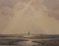 Los 12026 <br>Erich BRODKORB (1896-1968), Insel Neuwerk, Aquarell, gerahmt/Glas, RG 39 x 46cm.