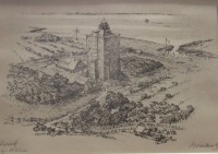 Auktion  / Los 13016 <br>Erich BRODKORB (1896-1968), Insel Neuwerk, Lithographie, ger./Glas, RG 39,5 x 45cm MG 14,5 x 20,5cm.