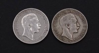 Los 15008 <br>2x Zwei Mark 1898 /1899, Wilhelm II Deutscher Kaiser König von Preussen A, zus. 21,95g.