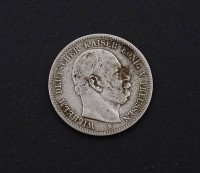 Los 15011 <br>Zwei Mark 1876 Wilhelm Deutscher Kaiser König von Preussen B, D. 28mm, 10,82g.