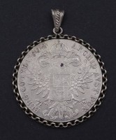 Los 15013 <br>Maria Theresien Taler, Nachprägung, gefasst, Silber, 31g., D. 45,8mm