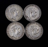 Los 15034 <br>4x Drei Mark Wilhelm II Preussen, Deutsches Reich, zus. 66,45g.,D. 33,0mm