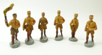 Los 16004 <br>6 Elastolin-Soldaten, Wehrmacht, 3. Reich, H. ca. 7,5 cm, mit Altersspuren, teilweise geklebt