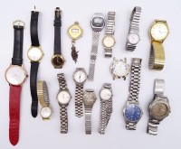 Los 6051 <br>Konvolut Armbanduhren mit Quartzwerken, 2 x digital, u. A. Prätina, Citizen, Anker, Boccia, Ø 2 - 4 cm, Funktion nicht geprüft, mit Altersspuren