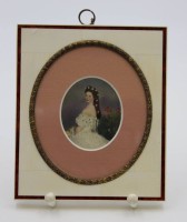 Auktion  / Los 12037 <br>Lupenmalerei, Kaiserin Elisabeth von Österreich, signiert, ger./Glas, RG 14,5 x 12,5cm.