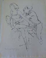 Los 13032 <br>Rudolf SCHLICHTER (1890-1955)  erotische Szene, Litho, BG 41x30 cm, Blindmarke Davidstern