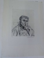 Auktion  / Los 13061 <br>Ludwig MEIDNER (1884-1966) "Bildnis von Mutti" betitelt, orig. Radierung, BG 39x29 cm