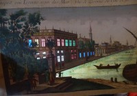 Los 13072 <br>Guckkastenbild um 1780 "Livorno", handcoloriert, fleckig, leichte Läsuren, BG 29x43 cm