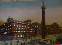 Los 13073 <br>Guckkastenbild um 1780 "Rue de la place Collone, Roma"", schlecht erhalten, fleckig,Blatt beschnitten,  BG 32x44 cm