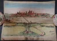 Los 13075 <br>Guckkastenbild um 1820  "Mannheim auf der Erdzunge des Rheins...", 31x41 cm, fleckig, Läsuren