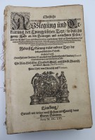 Los 14032 <br>Johann Arnd`s christliche Auslegung und Erklärung der evangelischen Texte, so durch da ganze Jahr an den Sonntagen und vornehmen Feten gepredigt werden, mit besonderem Fleiße zur Fortpflanzung des wahren Glaubens,Uenung der reinen Liebe, Bekräftigung der lebendigen Hoffnung, Erneuerung des unwendigenMenschen, erweckung wahrer Gottseligkeit und eines heiligen christloc hen LEbens und Erbauun de wahren Christentums gestellet, 1656, ungebunden, komplett ?