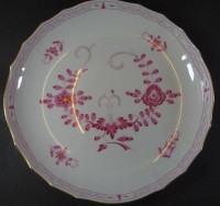Auktion 338 / Los 8004 <br>gr. runde Schale "Meissen" indisch purpur, 2.Wahl, D-28 cm, H-4 cm