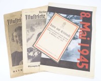 Los 14058 <br>2 Ausgaben "Berliner Illustrierte" von 1936 sowie Sonderbeilage der Junge Freiheit "60 Jahre Ende 2. WK" und Bericht Infanterie 1. WK, mit Altersspuren