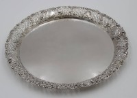 Auktion 361<br>runde Platte, 800er Silber, durchbrochener Rand, D-28,5cm, ca. 485gr.