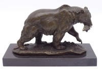 Los 10006 <br>Bronzefigur Grizzlybär, sig Milo, H. 13 cm, Sockel: 20 x 8,5 cm