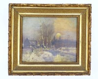 Winterlandschaft, unsigniert, Öl auf Leinwand, gerahmt, RG 20 x 22,5 cm, Rahmen mit kleinen Beschädigungen