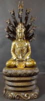 Los 10050 <br>Naga-Buddha, Bronze, wohl 20. Jhd. H-38 cm, B-16 cm, 2 tg.