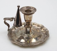 Los 4049 <br>Handleuchter mit Löscher, versilbert, ca. H-10cm.