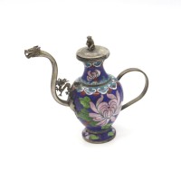 Los 10060 <br>Zier-Kännchen, Cloisonné, silberfarbene Monturenm China, H-12cm.