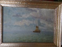 Henseleit "Segelkutter auf See", Öl/Platte, gerahmt, RG 32x44 cm