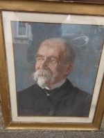 unsigniertes Portrait eines Bärtigen, Pastell, alt gerahmt/Glas, RG 64x53 cm