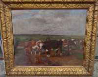 Auktion 345 / Los 4044 <br>F.Appoli, "Kühe an der Tränke" Öl/Holz, gerahmt, RG 66x76cm, wohl 19.Jhd.