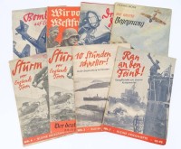 Los 10067 <br>9 Hefte, 3. Reich, 7 x "Kleine Kriegshefte", 1 x "Aufwärts-Jugend-Bücherei", 1 x "Spannende Geschichten" von 1952, mit Altersspuren