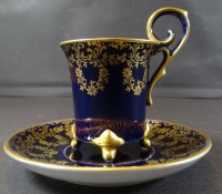 Los 1013 <br>Mcccatasse mit U.T."Lindner" Cobalt mit Gold, Handarbeit