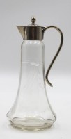 Los 3043 <br>kl. Karaffe, Jugendstil, beschliffen, vernickelte Montur, H-ca. 18,5cm.