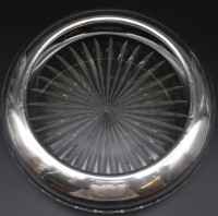 Los 10041 <br>runde Schale mit breiten Silberring-800-, H-5 cm, D-19 cm, Gebrauchsspuren