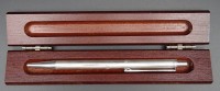 Los 11001 <br>Silber-925- Kugelschreiber in Holzetui mit Widmung "Dank für 40 J. Mitgliedschaft" IGM Metall