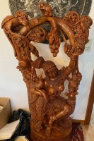 Auktion  / Los 15530 <br>gr. indische Schnitzerei, Göttin, H-ca. 140 cm, gut  erhalten