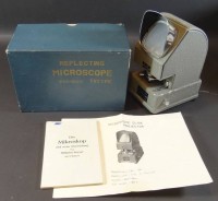 Los 16008 <br>kl. Reflection Microscope" 50x-100x in OVP mit Beschreibung, Karton H-9 cm, 18x12 cm