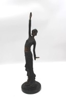 Los 15058 <br>hohe Figur, Art-Déco-Tänzerin, auf Marmor, signiert RAND ?, Bronze, H-47,5cm.