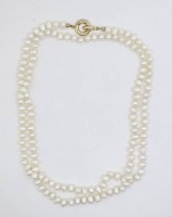 Los  <br>Kette aus ovalen Perlen mit 925er-Silberschließe, L. 91 cm