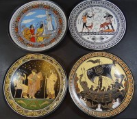 Los 9016 <br>4x griechische Wandteller mit mythol. Szenen, handbemalt, D-ca. 33 cm
