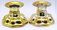 Auktion 337 / Los 11097 <br>2x Kerzenhalter, Silber 0.925 - Sterling Silber,  gefüllter Stand, H- 7,0cm, Kerzen D. 3,5cm, vergoldung stark berieben, Alters- und Gebrauchsspuren