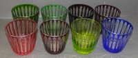 8x Whisky-Tumbler, Rotter Glas, Lübeck, div. Farben, H-8 cm,