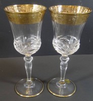 2 Weingläser mit Ätzgoldrand, Murano, H-19 cm