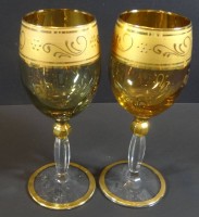 4x div. Weingläser, Janus, verschiedene Farben mit Goldrand, H-17 cm