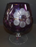übergrosser Cognac-Schwenker, lila, beschliffen, H-20 cm