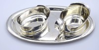 Milch + Zucker auf Tablett, Silber 0.830, zus. 348g., Tablett 26,5x15,5cm